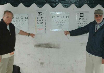 Instructors pointing at vision test diagrams