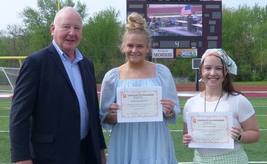 Lauren Bounds and Katherine Halcomb both received $1,000 Scholarships from I Care International at the Morris High School Awards ceremony on May 10, 2022. Jim Wright from Morris Rotary presented the certificates on I Care International's behalf to Katherine and Lauren. Both recipients worked tirelessly for our cause and performed many volunteer hours preparing glasses for our next Clinic. Congratulations and thank you both for your hard work!