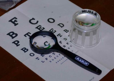 Vision testing diagram and magnifying glass